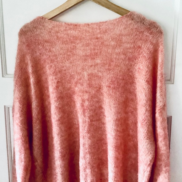 Artlove Paris Mohair Wool Blend V-neck Cardigan Pink Size L Oversized Relaxed - Picture 10 of 13